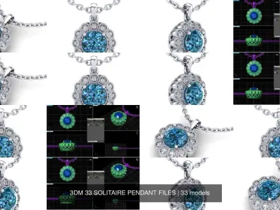 3DM 33 SOLITAIRE PENDANT FILES 3D Model Pack