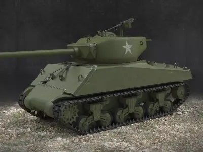M4A3E2 Sherman Jumbo  Low-poly 3D model