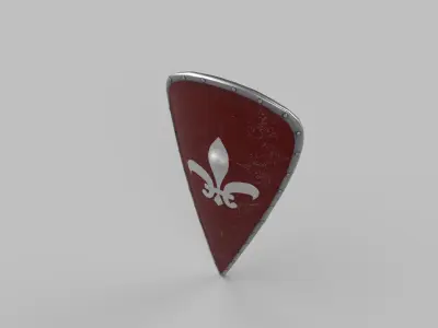 Shield fleur de lis on Low-poly 3D model