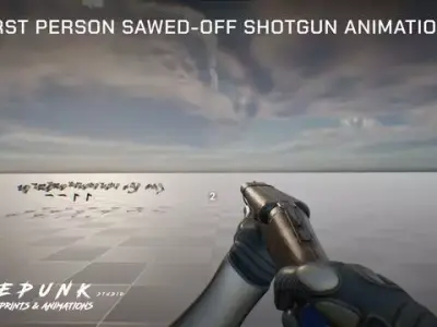 First Person Sawed-Off Shotgun Animations 3D model