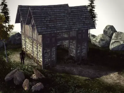 High Quality Medieval house - Building D Low-poly 3D model