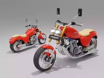 Concept Cartoon Looking Cruiser Motorcycle 3D model