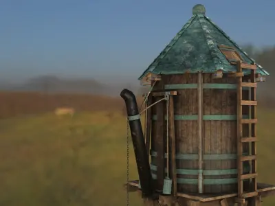 Old West Railroad WaterTank Low-poly 3D model
