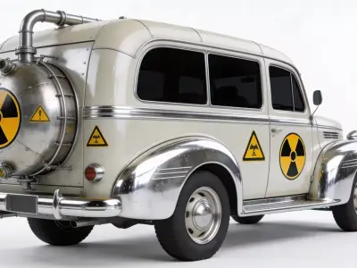 Vintage Atompunk Nuclear Utility Van 3D Model Low-poly 3D model
