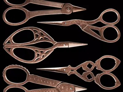 Vintage Scissors  Set of 5 3D model