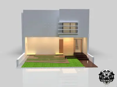Modern Building Low-poly 3D model 3