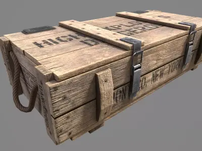 Wood Ammo Box Low-poly 3D model