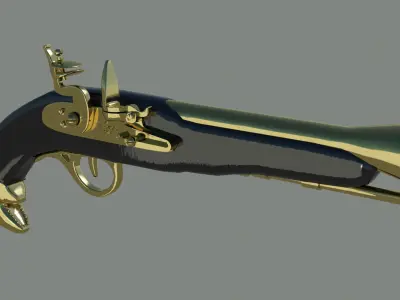 Flintlock gun Low-poly 3D model