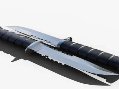 Combat Knife Low-poly 3D model 9