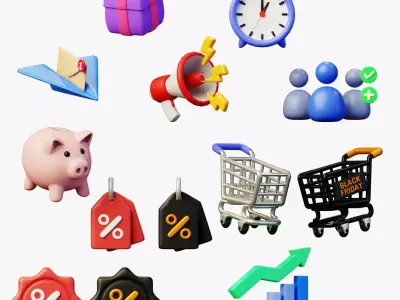 10 Marketing Icon Pack Part 1 3D model