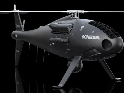 Schiebel Camcopter S100 UAV Rotorcraft Black Rigged 3D model