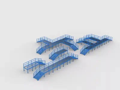 industrial metal platform set 3D model