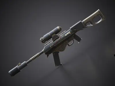 AMR Rifle With Gift Low-poly 3D model