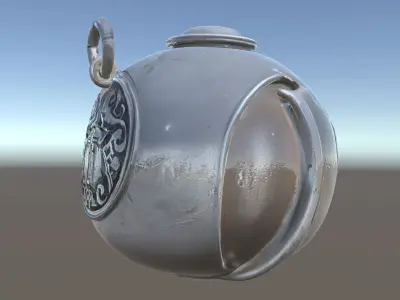 Vintage Metal Canteen Model Pack Low-poly 3D model