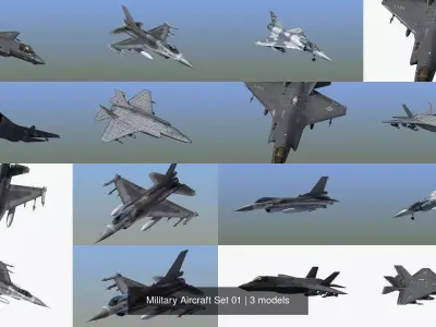 Military Aircraft Set 01 3D Model Collection