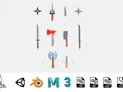 Hyper-Casual Weapons Free low-poly 3D model