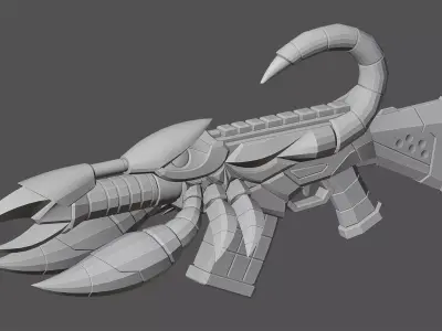 Scorpion Assault Rifle Game Ready 3D Model Low-poly 3D model