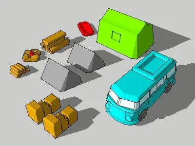  Campground  Bus Tent Table Boat by Outland Models 3D Printable 3D print model