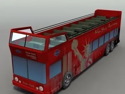 NYC Tour Bus Low-poly 3D model