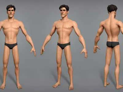Cartoon male character Scott base mesh 3D model
