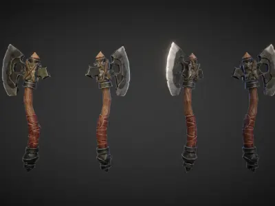 Stylized Medieval Axe Low-poly 3D model