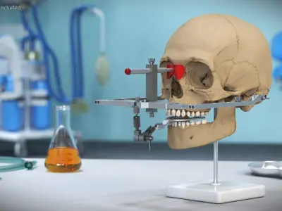 Dental Facebow Assembly on Skull 3D model