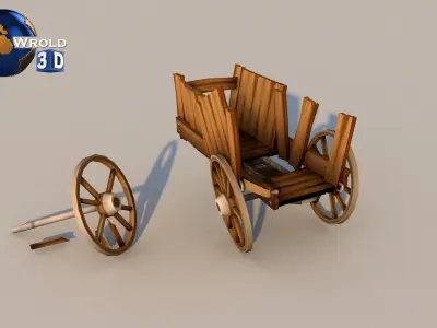 Medieval Cart Lowpoly Collection Pack 3D Model Low-poly 3D model