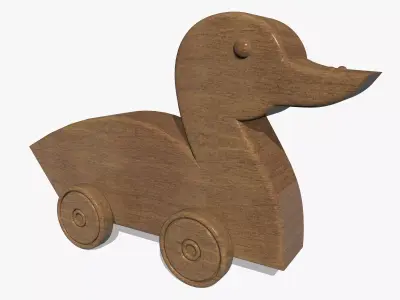 Wooden Toy Duck Low-poly 3D model
