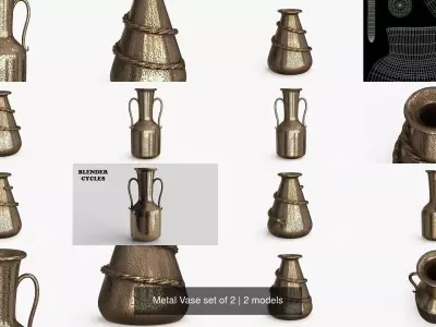 Metal Vase set of 2 3D Model Pack