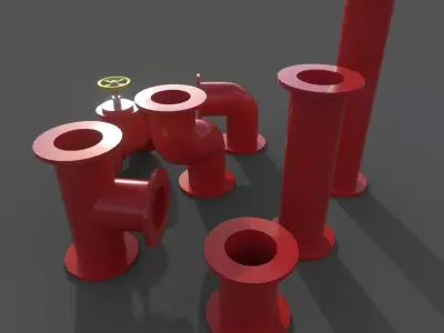 Pipes collection set of pipe fittings Low-poly 3D model by surfacemaestro