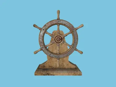Pirate Ship Wheel 03 - Destroyed Rust - Helm Interior Parts Low-poly 3D model