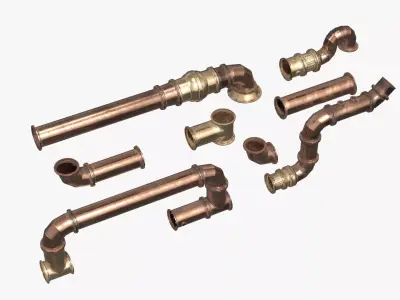 Industrial Copper Plumbing Pipe Set 3D model