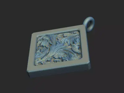 square-charm royal-vintage pendant 3D print model