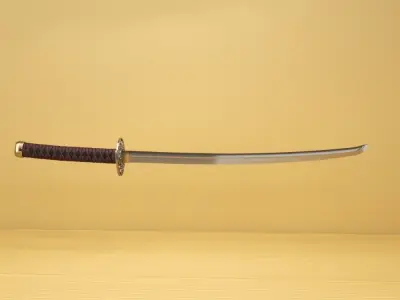 Japanese Katana - High Poly 3D model