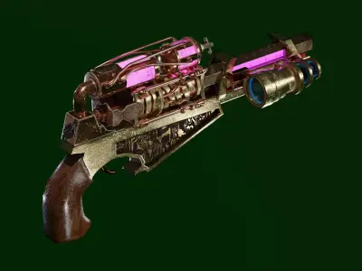 Steampunk pistol Low-poly 3D model