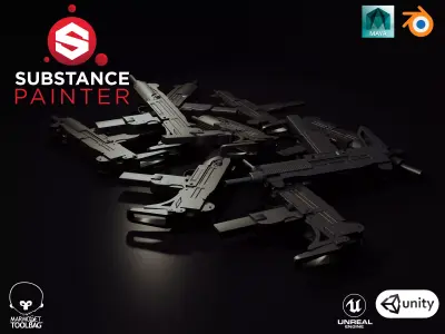 Submachine Gun UZI  SMG  Low-poly 3D model