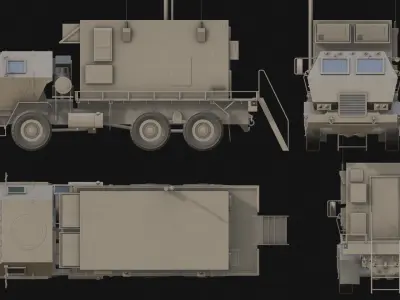 Military Command and Launch Control Vehicle Low-poly 3D model