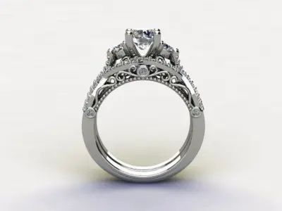 10005 person engagement ring gold 3D print model