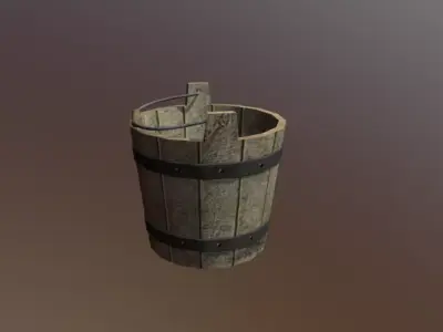 Wooden Bucket Free 3D model