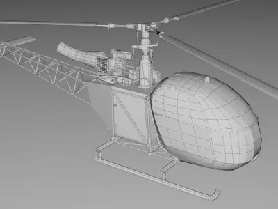 Helicopter Alouette II Low-poly 3D model
