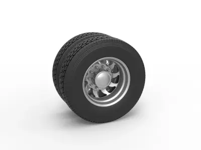 Rear custom wheel of semi truck Version 17 Scale 1 to 25 3D print model