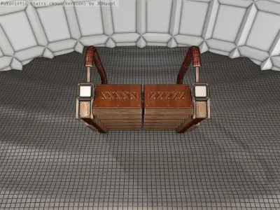 Wood Stairs Construction Element 6  Low-poly 3D model