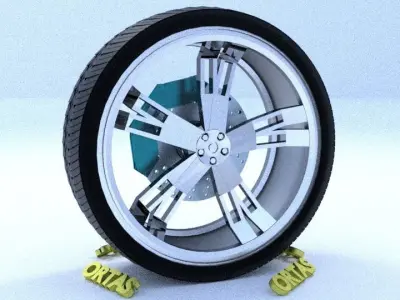 ORTAS CAR RIM 67 GAME READY RIM TIRE AND DISC 3D model