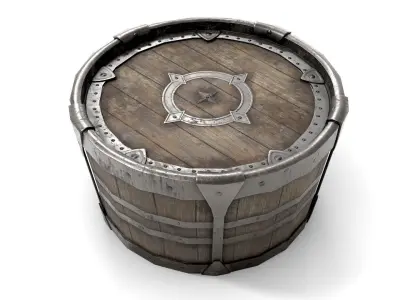 Ancient Wooden Barrel Low-poly 3D model