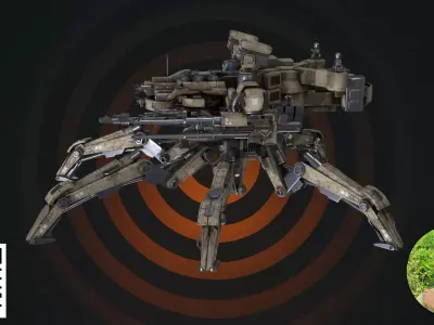 Heavy Quadrupedal Combat Mech - Dual Minigun Edition 3D model