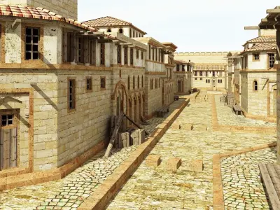 Ancient Roman Settlement Town  Low-poly 3D model