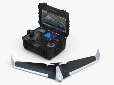 UAV Control Station with Drone 3D model