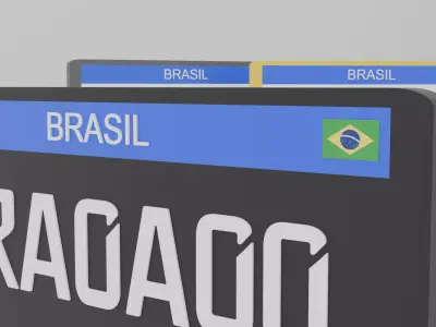 Brazil Mercosul License Plate  Low Poly Low-poly 3D model