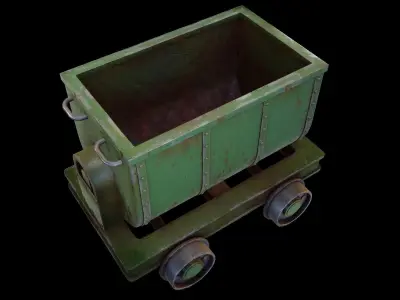 Mining cart Low-poly 3D model purchase
