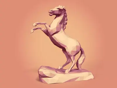 Polygonal Horse Statue Ready for 3D Printing Free low-poly 3D model